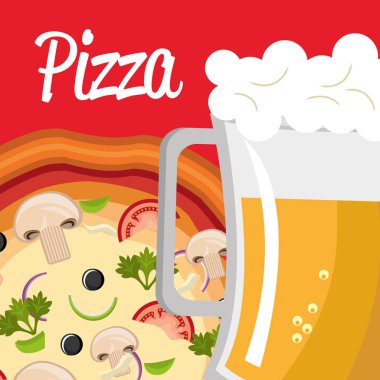 lezzetli İtalyan pizza bira ile