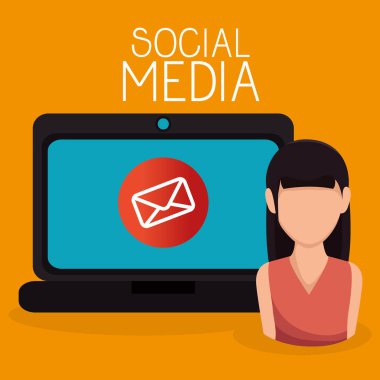 Laptop ile Kullanıcı ve sosyal medya simge