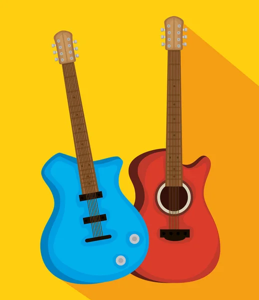 Etiqueta de instrumento elétrico de guitarra — Vetor de Stock