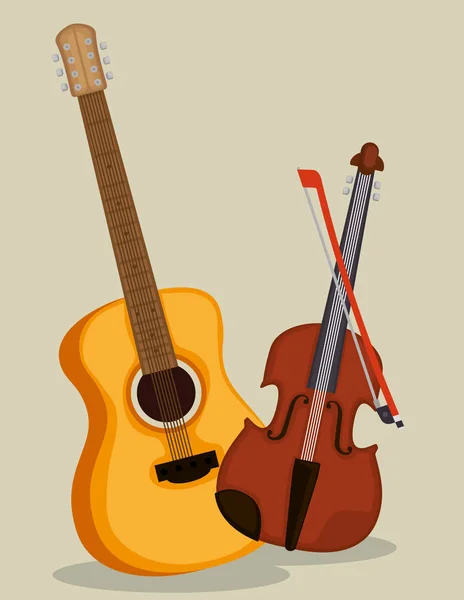 Instrumentos de guitarra e violino — Vetor de Stock