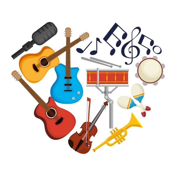 Set icone strumenti musicali — Vettoriale Stock