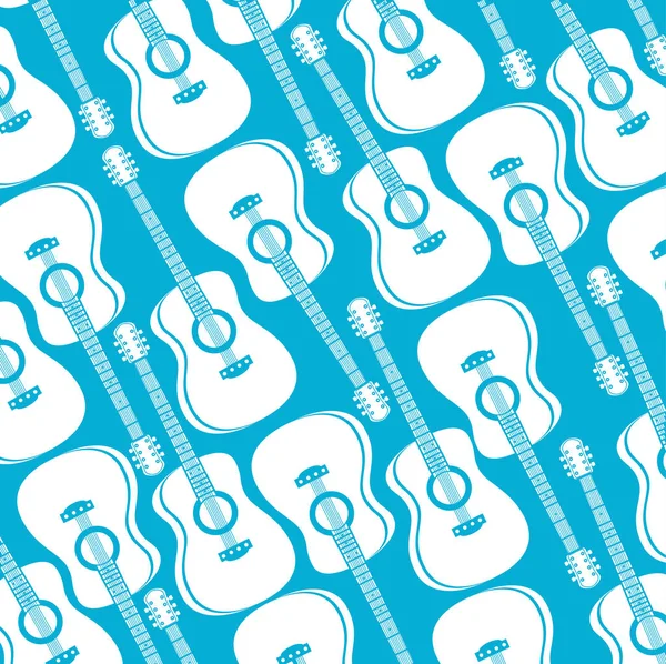 Guitars acoustic instruments pattern — Stock Vector