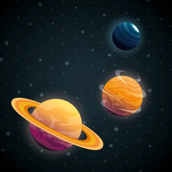 Gezegenler Güneş sistemi sahnenin — Stok Vektör