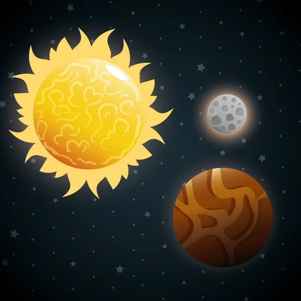 Planety układu słonecznego sceny — Wektor stockowy
