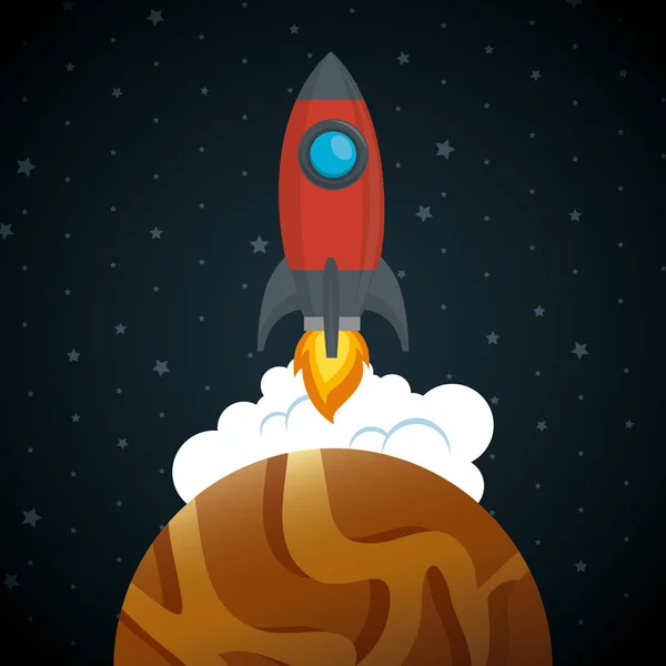 Launcher raket med planet — Stock vektor