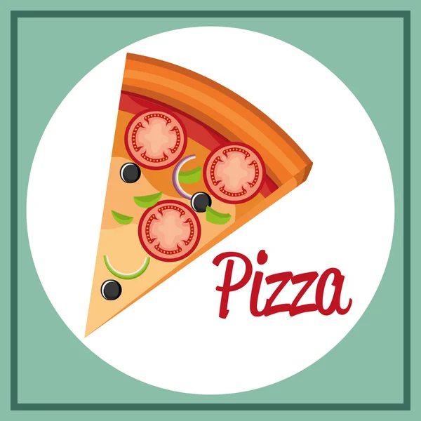 Deliciosa porción de pizza italiana — Vector de stock