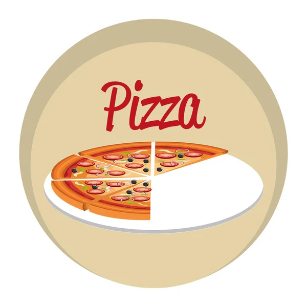 Läcker italiensk pizza i kartong fack — Stock vektor