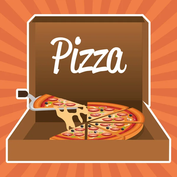 Heerlijke Italiaanse pizza in kartonnen doos — Stockvector