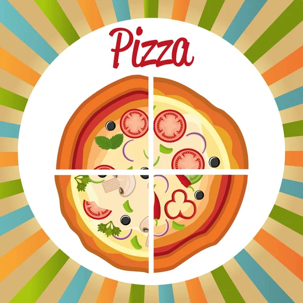 Delicious italian pizza label — Stock Vector