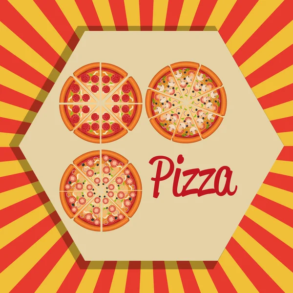 Delicious set italian pizza menu — Stock Vector