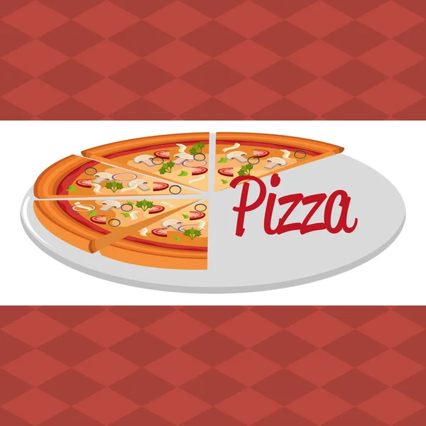 Deliciosa etiqueta de pizza italiana — Vector de stock