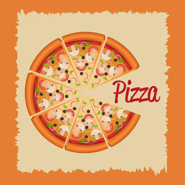 Вкусная итальянская маркировка пиццы — стоковый вектор