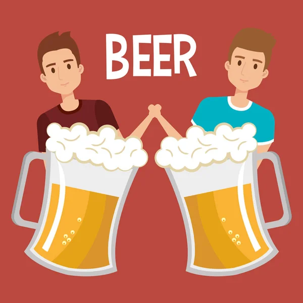 Homens com cerveja bebem —  Vetores de Stock