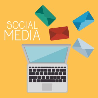 Sosyal medya simge ile dizüstü bilgisayar
