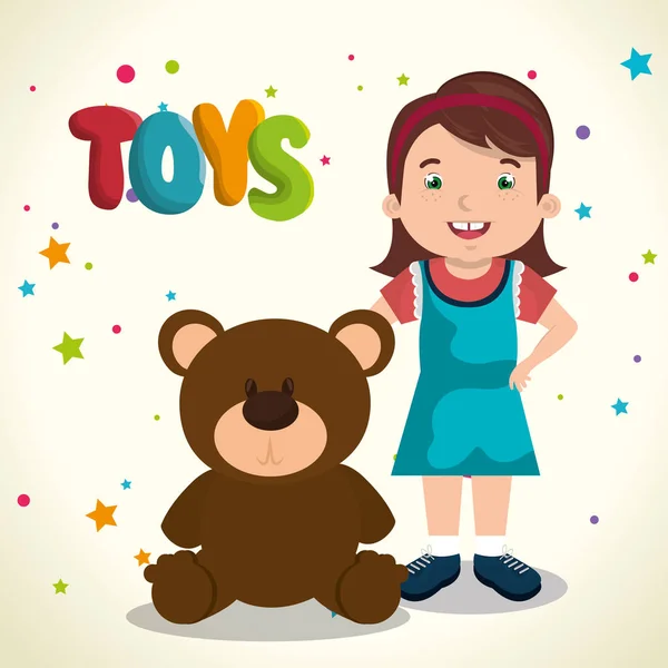 Petite fille jouer avec des jouets caractère — Image vectorielle