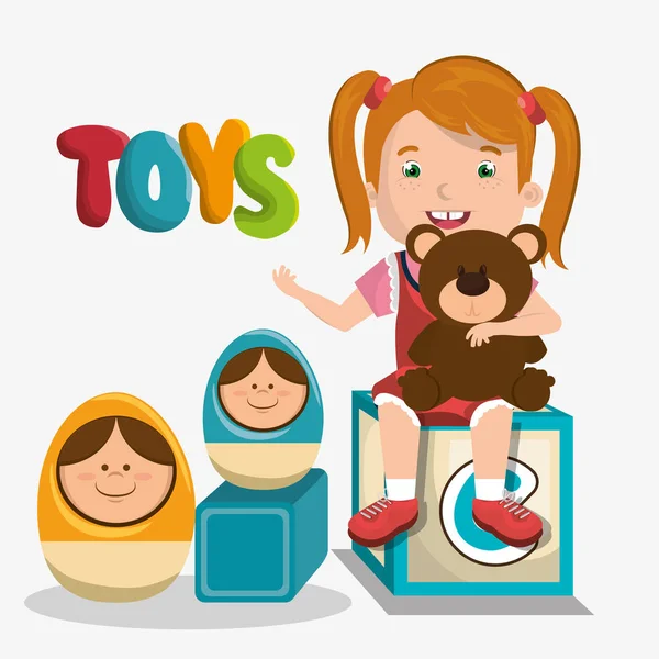 Kleines Mädchen spielt mit Spielzeugfigur — Stockvektor