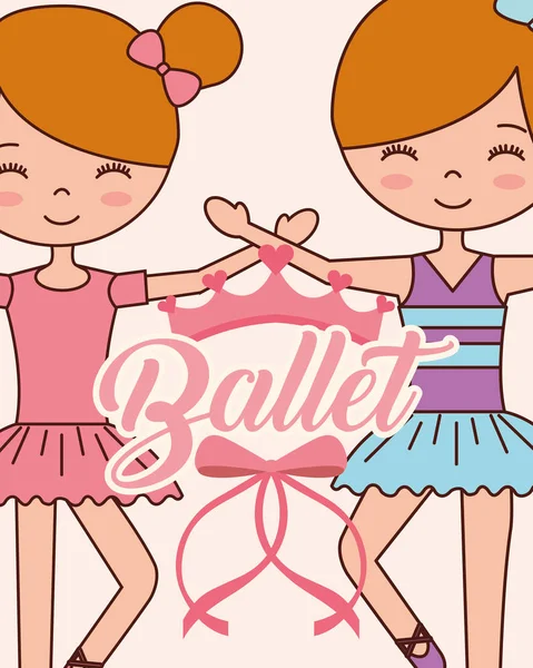 Bela bailarinas balé personagem dos desenhos animados — Vetor de Stock