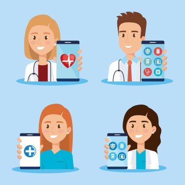 Doktor ve Teletıp simgeleri ile Smartphone