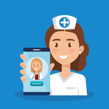 Doktor ve Teletıp simgeleri ile Smartphone