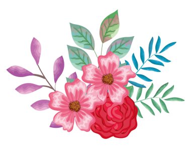 Güzel çiçekler ve yapraklar.