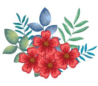 Güzel çiçekler ve yapraklar.