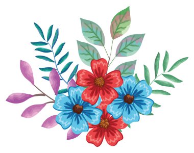 Güzel çiçekler ve yapraklar.