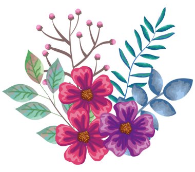 Güzel çiçekler ve yapraklar.