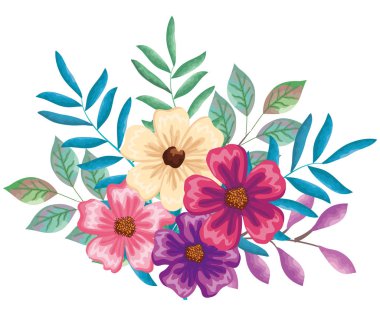 Güzel çiçekler ve yapraklar.