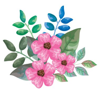 Güzel çiçekler ve yapraklar.