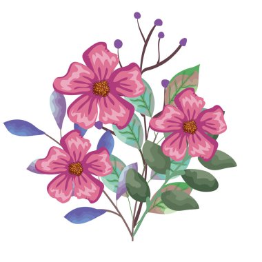 Güzel çiçekler ve yapraklar.