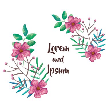 Güzel çiçekler ve yapraklar.