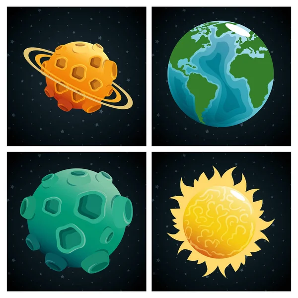 Planetas de la escena del sistema solar — Vector de stock