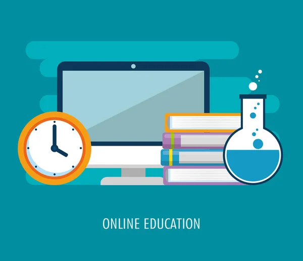 On line education with computer — Stock Vector