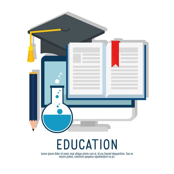 On line education with computer — Stock Vector