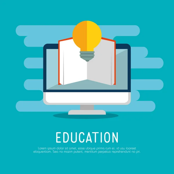 Educación en línea con ordenador — Vector de stock