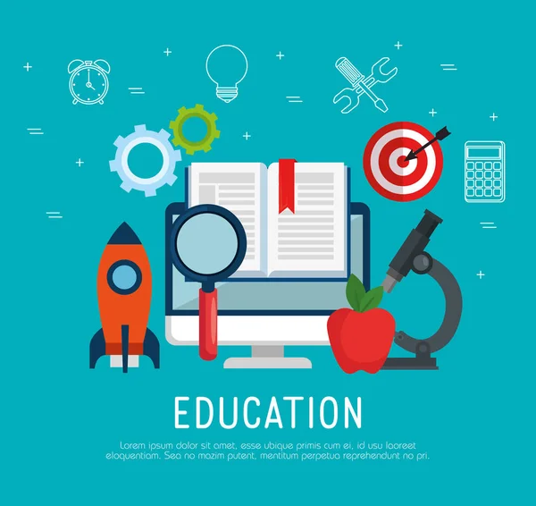 Educación en línea con ordenador — Vector de stock