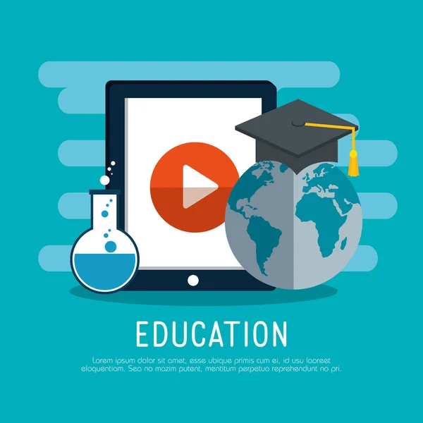 Educación en línea con tableta — Vector de stock