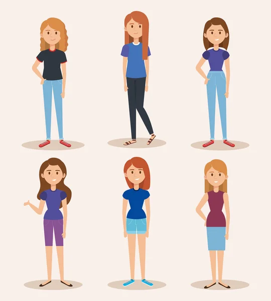 Group of young women — Stock Vector