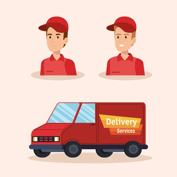 Équipe courriers caractères service de livraison — Image vectorielle