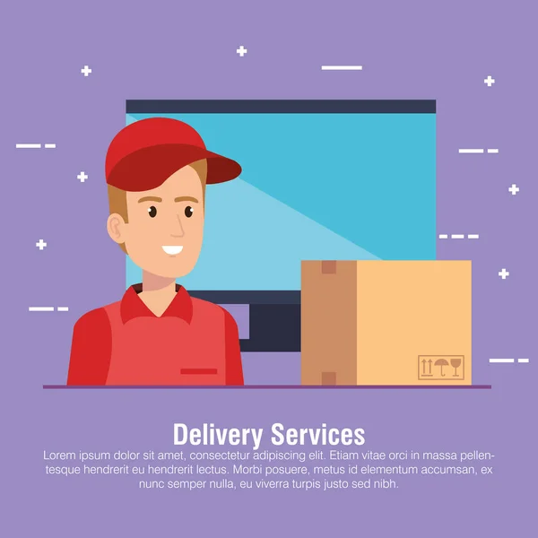 Ícone de serviço de entrega de caracteres de correio — Vetor de Stock