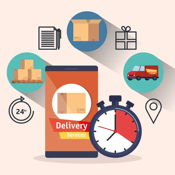 Smartphone met app delivery service — Stockvector