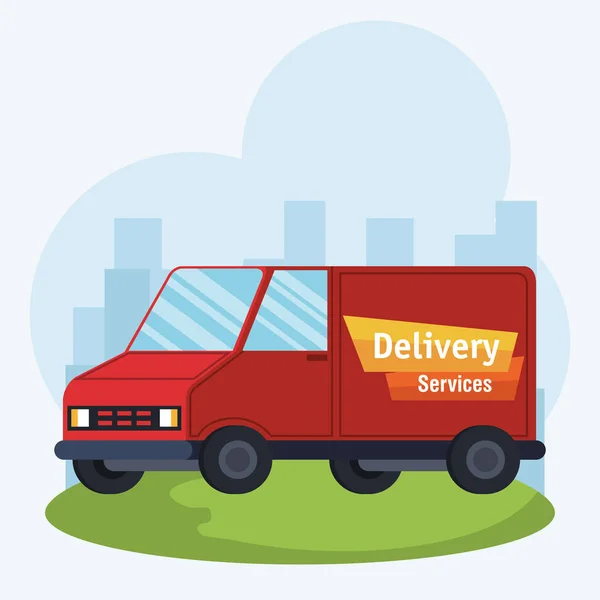 Ikon layanan pengiriman truk - Stok Vektor