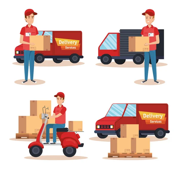 Team couriers characters delivery service — Stock Vector