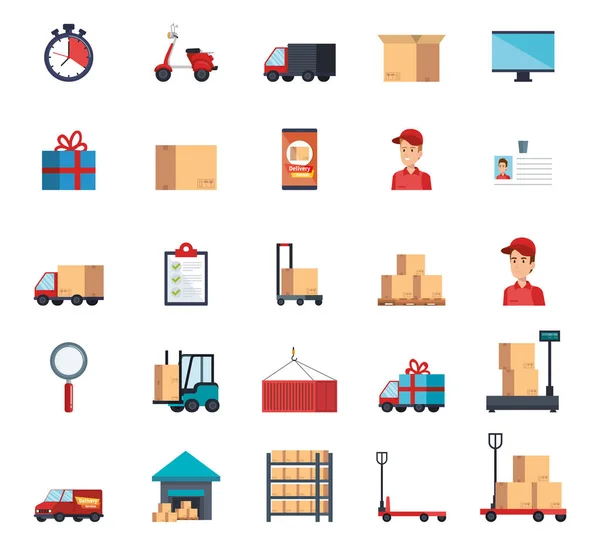 Delivery service set icons — Stock Vector