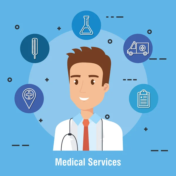 Arzt Charakter medizinische Versorgung — Stockvektor