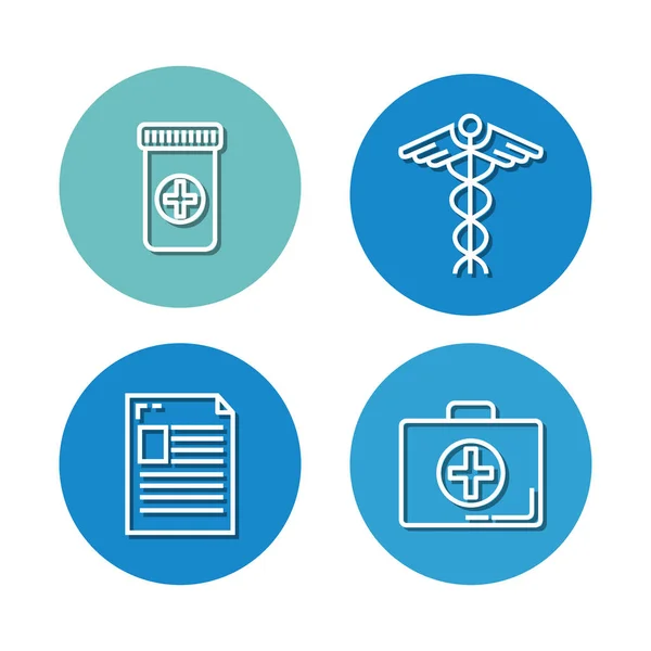 Gezondheidszorg medisch set pictogrammen — Stockvector