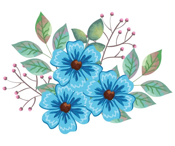 Vackra blommor och blad dekoration — Stock vektor
