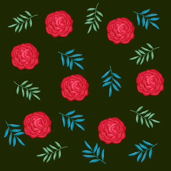 Красивые розы и листья декоративный узор — стоковый вектор
