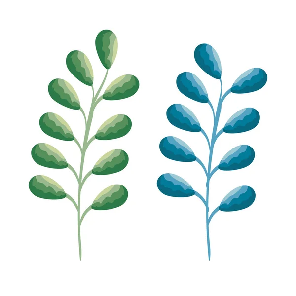 Set foglie icone vegetali — Vettoriale Stock