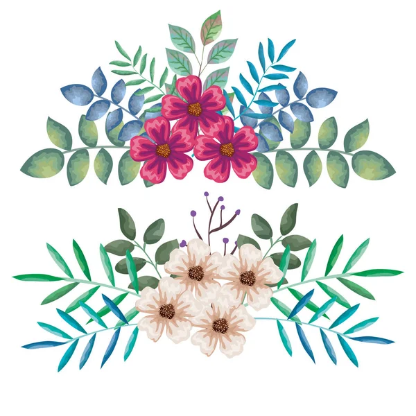 Mooie Bloemen Bladeren Decoratie Vector Illustratie Ontwerp — Stockvector